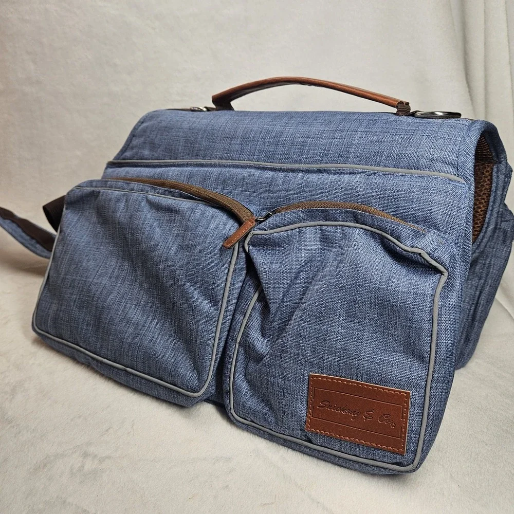 Large Dog Harness Backpack with Storage Pockets | Adjustable | Blue & Brown NEW
